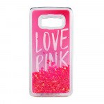 Wholesale Samsung Galaxy S8 Design Glitter Liquid Star Dust Clear Case (Love Pink Hot Pink)